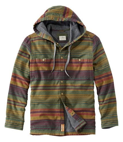 Men's Fleece-Lined Flannel Shirt, Hooded Snap Front, Slightly Fitted | L.L. Bean