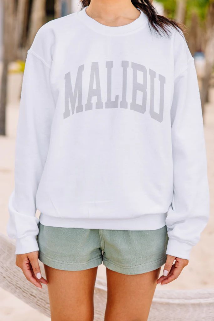 Malibu White Graphic Sweatshirt | The Mint Julep Boutique