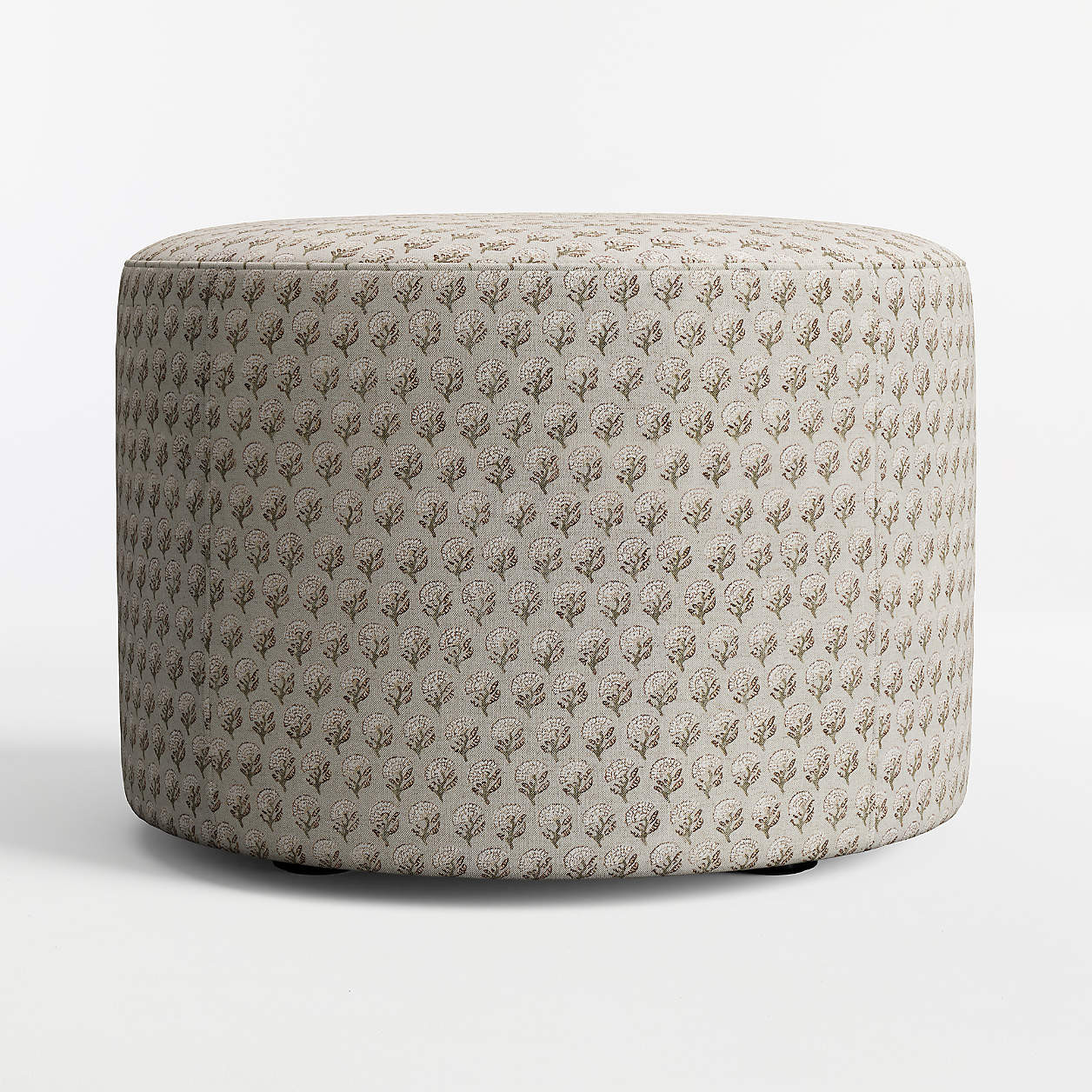 Highland 22" Printed Round Ottoman | Crate & Barrel | Crate & Barrel