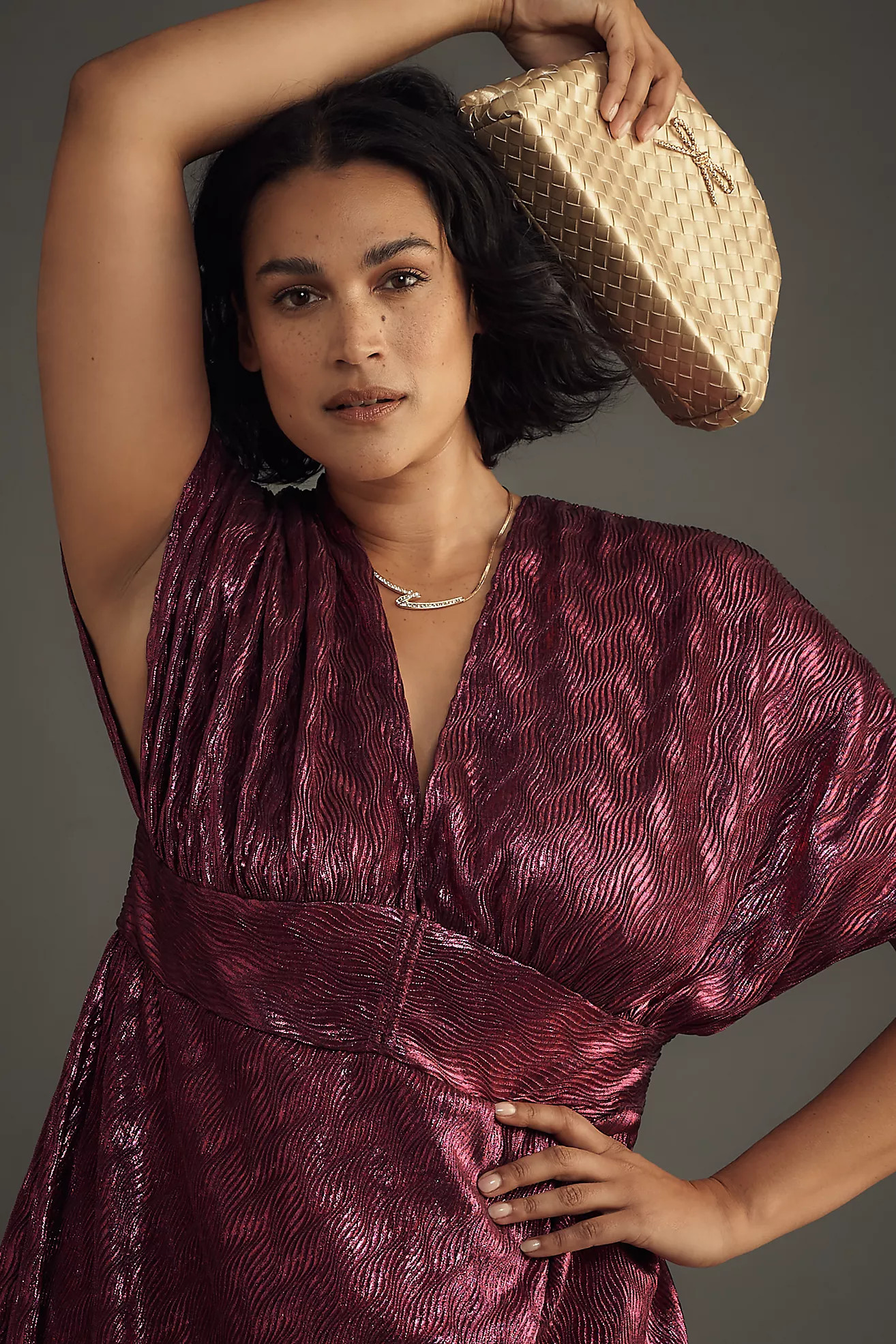 Saylor NYC Brea Short-Sleeve V-Neck Midi Dress | Anthropologie (US)