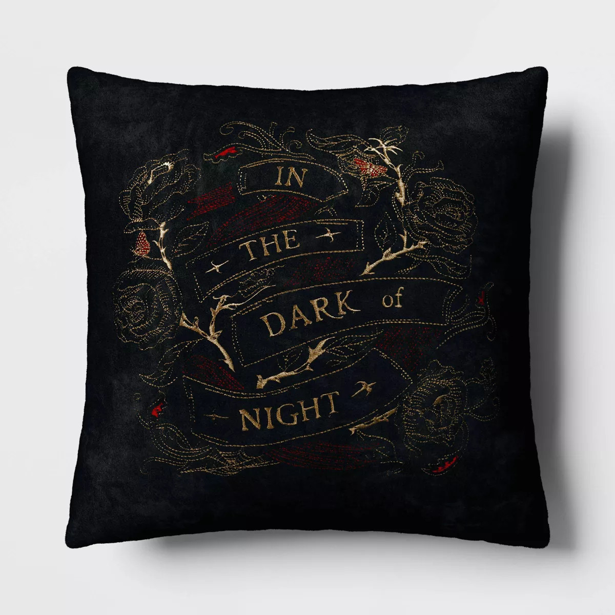The Dark of The Night Embroidered Velvet Square Throw Pillow Black - Threshold™ | Target
