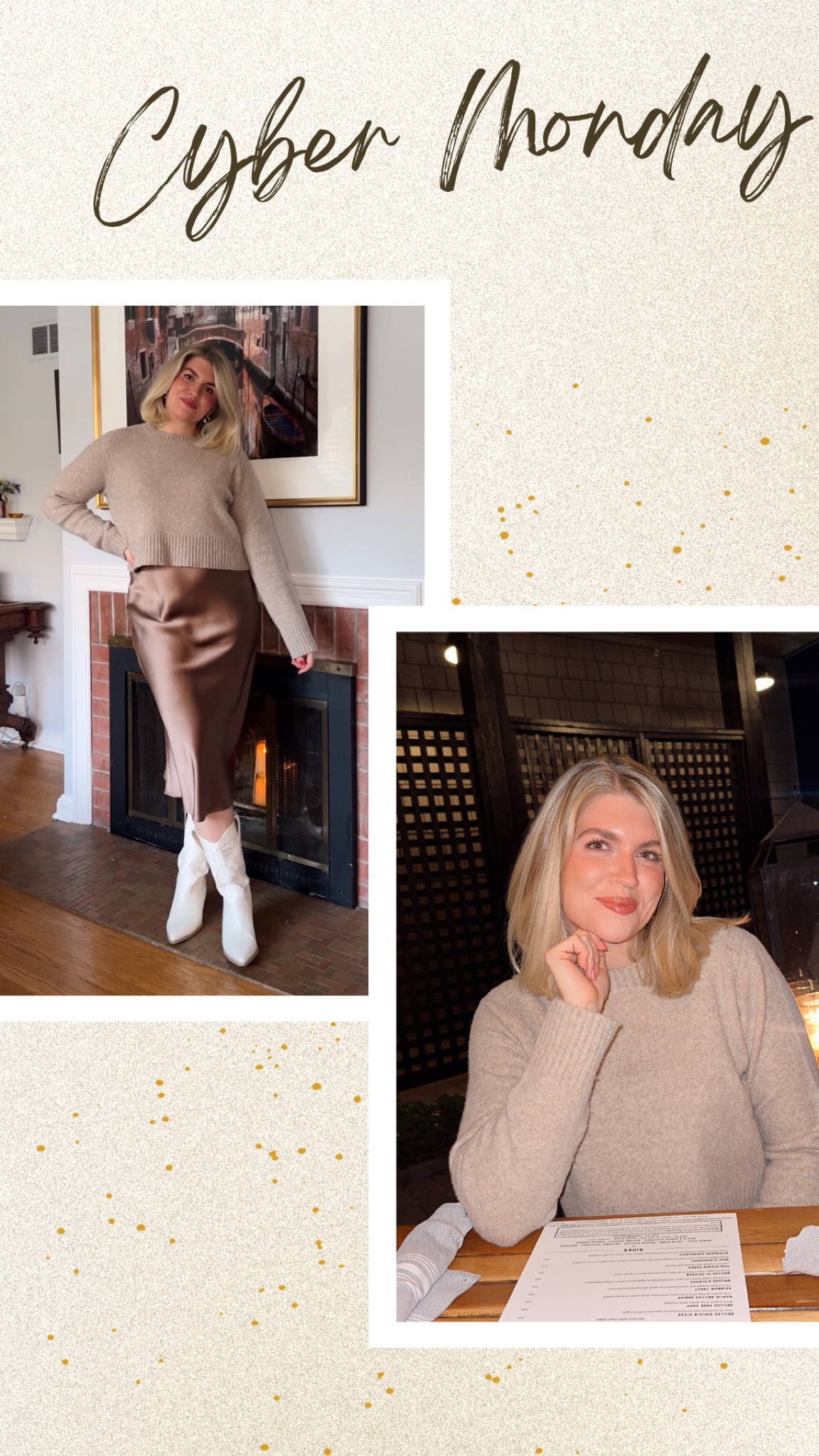 Holiday date night outfit idea! 

My sweater is on sale + this satin skirt is so fun to pair with it! 

#LTKSeasonal #LTKHoliday #LTKCyberWeek