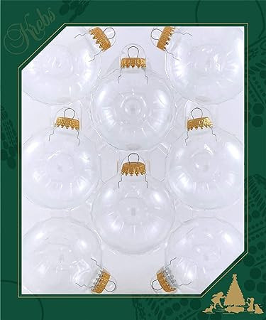 Christmas by Krebs [8 Pack] Clear with Gold Caps 2 5/8" (67mm) Ornament Designer Seamless Craft G... | Amazon (US)
