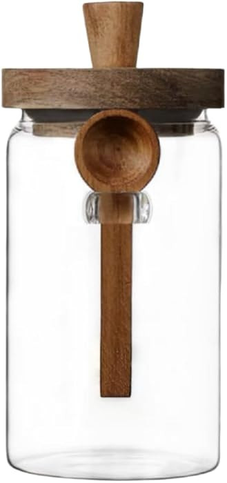 ANSQU 34oz Glass Jar with Wooden Lid & Spoon, Food Storage Containers Coffee Jar Coffee Grounds C... | Amazon (US)