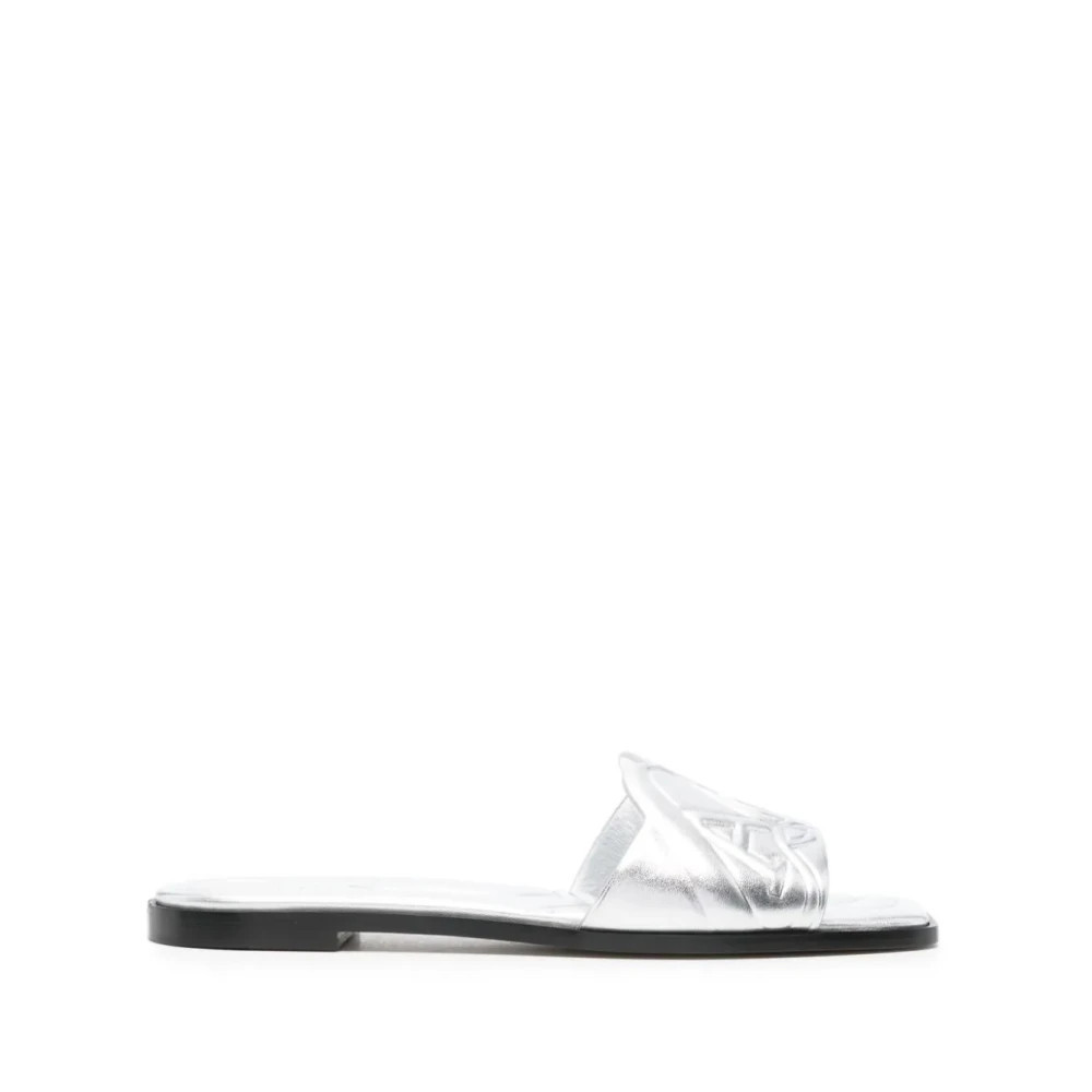 Alexander McQueen, Sliders, female, Gray, 4 UK, Silver Sandal 8100 Stylish Model | Miinto UK Ltd