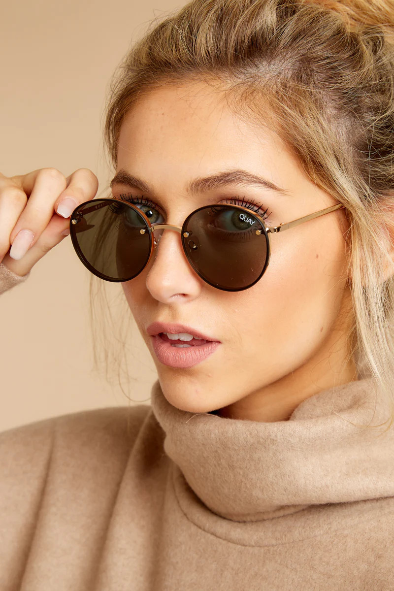 Farrah Gold Green Sunglasses | Red Dress 