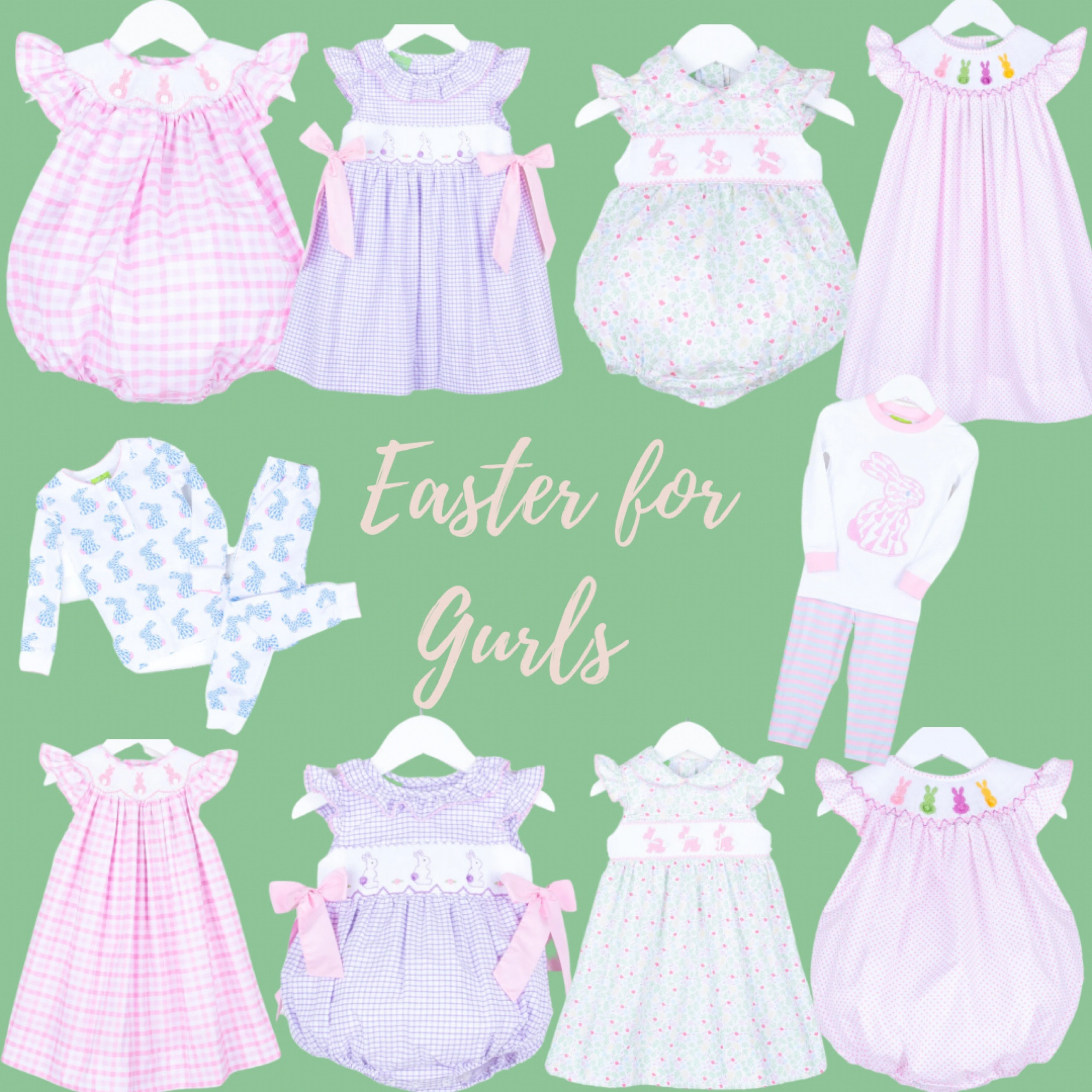 Easter outfits for little girls. Easter dresses. Smocked dresses. Bubbles. Easter for toddler and baby girls. Easter Sunday. Easter pajamas. Smocked Auctions 

#LTKSeasonal #LTKfamily #LTKunder50