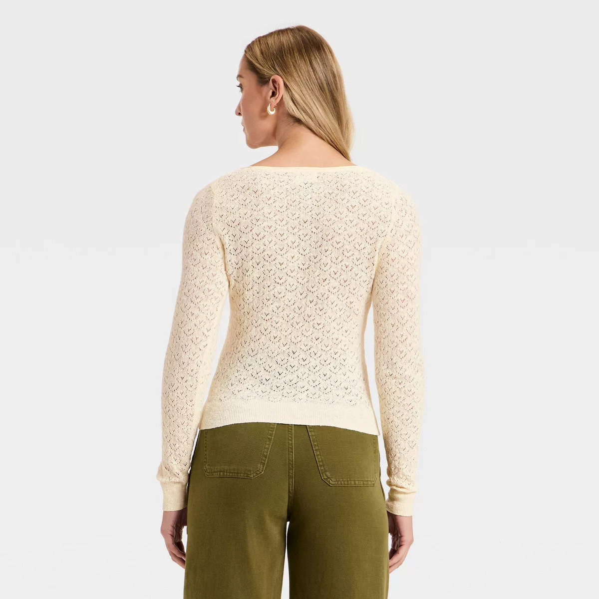 Women's Scoop Neck Pullover Sweater - Universal Thread™ Cream S | Target