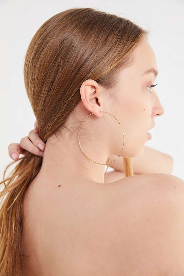18k Gold + Sterling Silver Plated Large Hoop Earring | Urban Outfitters US