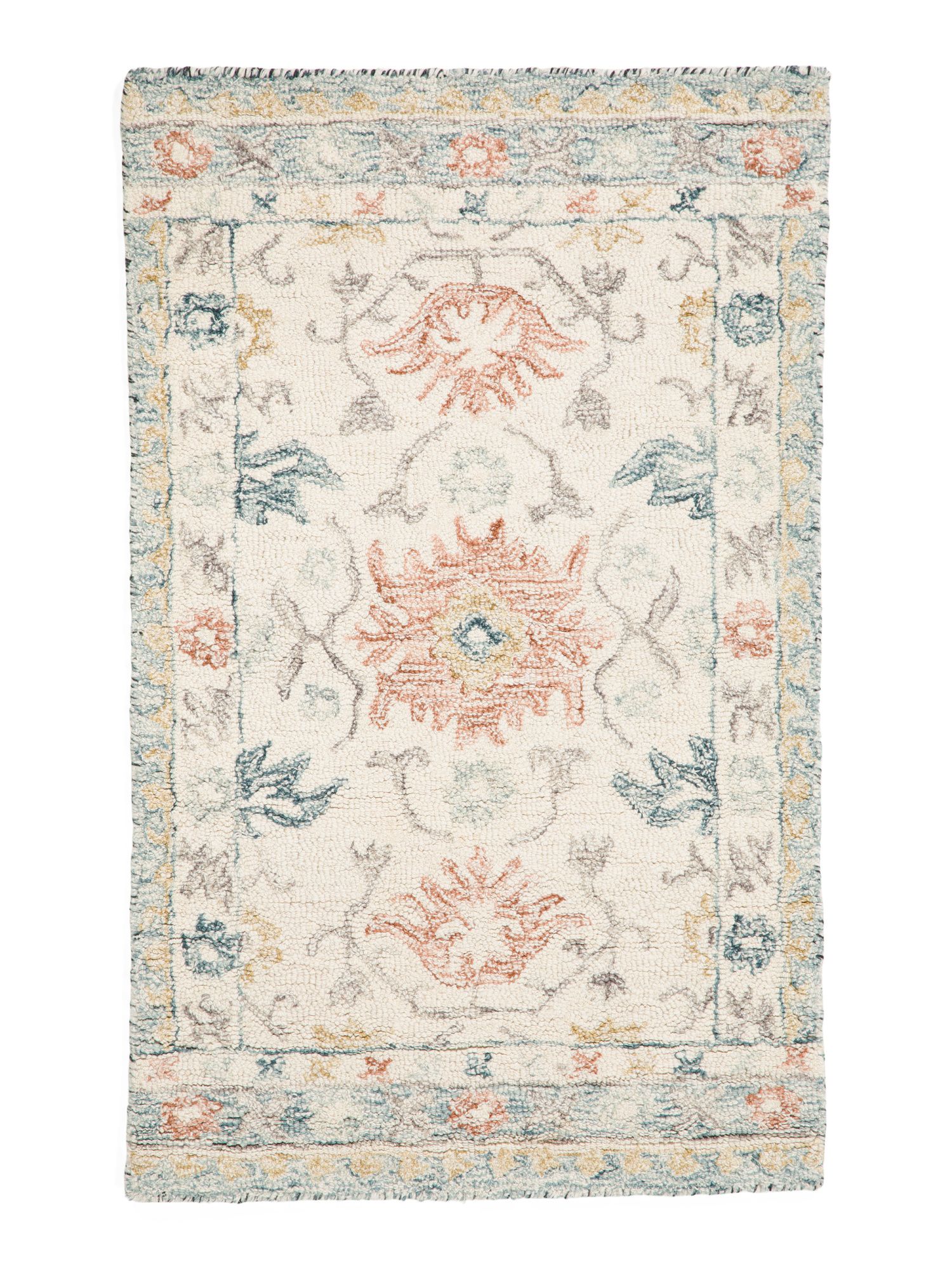 Wool Hooked Floral Pattern Area Rug | TJ Maxx