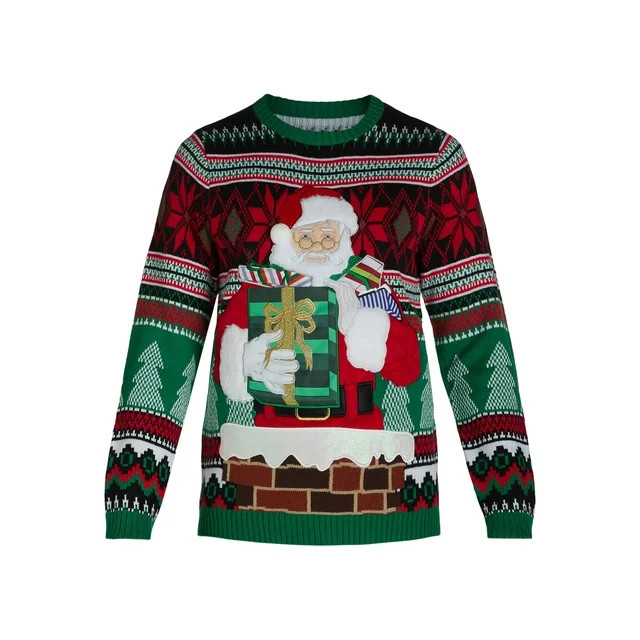 Holiday Time Men's & Big Men's Ugly Christmas Sweater with Drink Pocket, Sizes XS-3XL | Walmart (US)