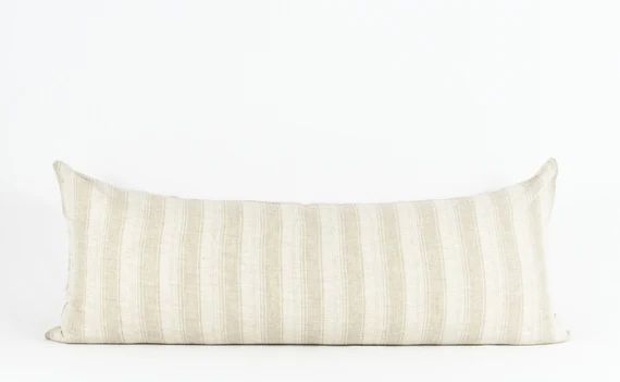 Read the full title
    Margaret Long Lumbar- Thick Neutral Stripe Woven Cotton Pillow Cover | Etsy (US)