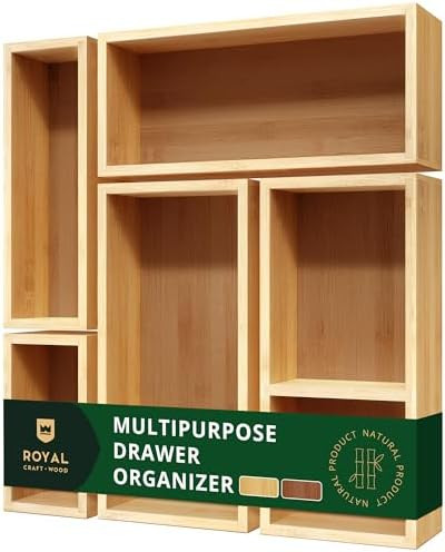 ROYAL CRAFT WOOD 5-Piece Bamboo Drawer Organizer Set – Multi-Use Storage Trays for Kitchen, Bat... | Amazon (US)