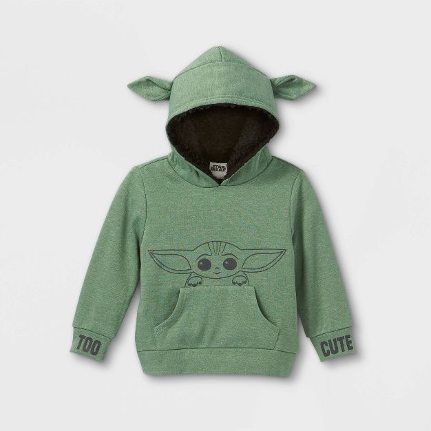 Toddler Boys' Baby Yoda Fleece Hoodie - Green | Target