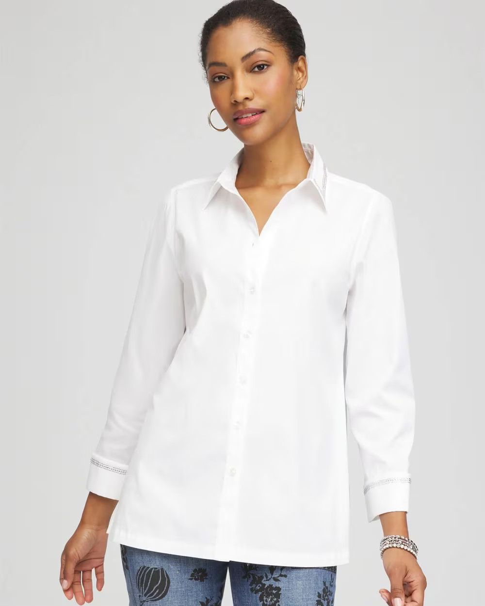 Rhinestone Embellished Poplin Tunic | Chico's
