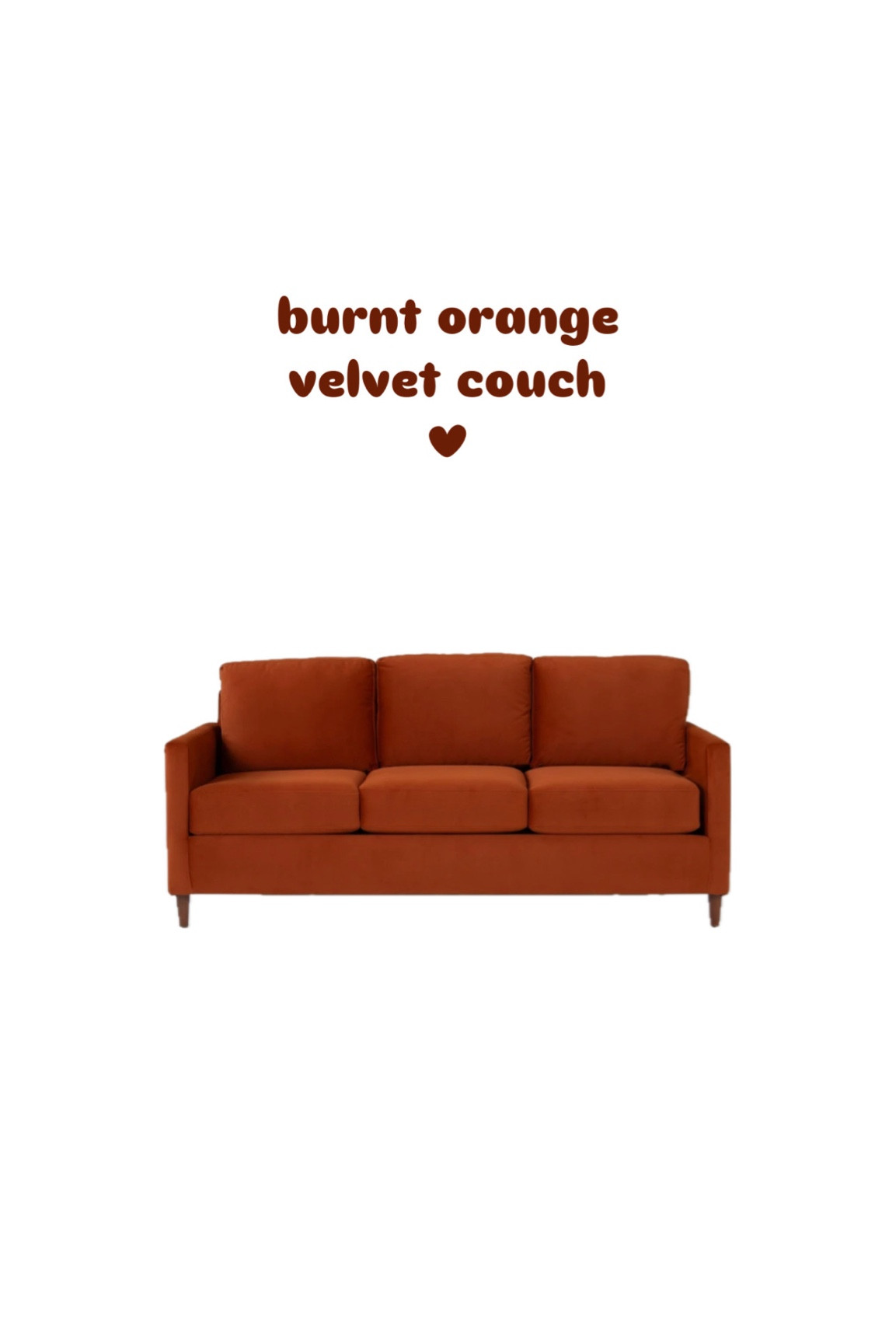the perfect burnt orange velvet couch!! i am obsessed!!! our mid-century living room is coming together!! 
