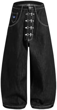 Aelfric Eden Metal Button Raw Barrel Jeans Baggy Wide Leg Denim Jeans Unisex Casual Y2k Streetwea... | Amazon (US)