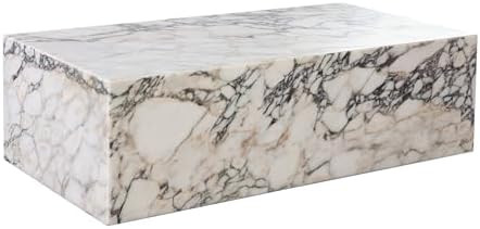 Benzara Rey Cocktail Coffee Table, 48 Inch Rectangular Natural Viola Marble Body | Amazon (US)