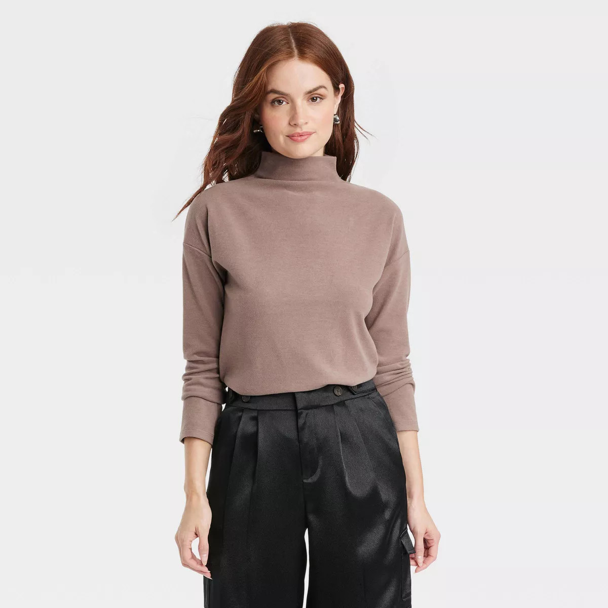 Women's Long Sleeve Mock Turtleneck T-Shirt - A New Day™ | Target