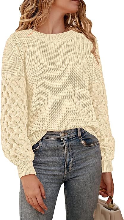 Womens Sweaters Fall Fashion 2024 Sweatshirt for Women Tops Crewneck Long Sleeve Shirts Casual Tu... | Amazon (US)