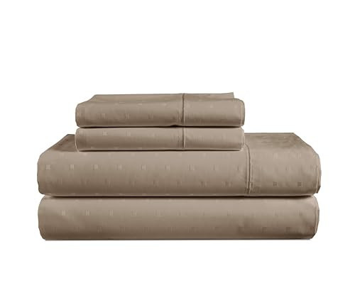 100% Egyptian Cotton Sheets King Size– Silky Sateen Weave for All Season Comfort, 15" Deep Pocket King Sheet Set, OEKO-TEX Certified, Fade Resistant, Durable Hotel Comfort at Home -Swiss Dot Taupe | Amazon (US)