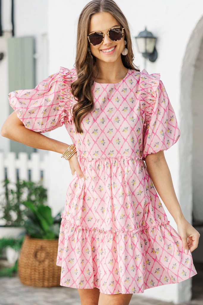 It's Your Destiny Pink Ditsy Floral Dress | The Mint Julep Boutique