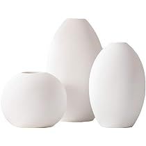 LIKON Small White Ceramic Vase Set for Home Decor -Set of 3 (White) | Amazon (US)