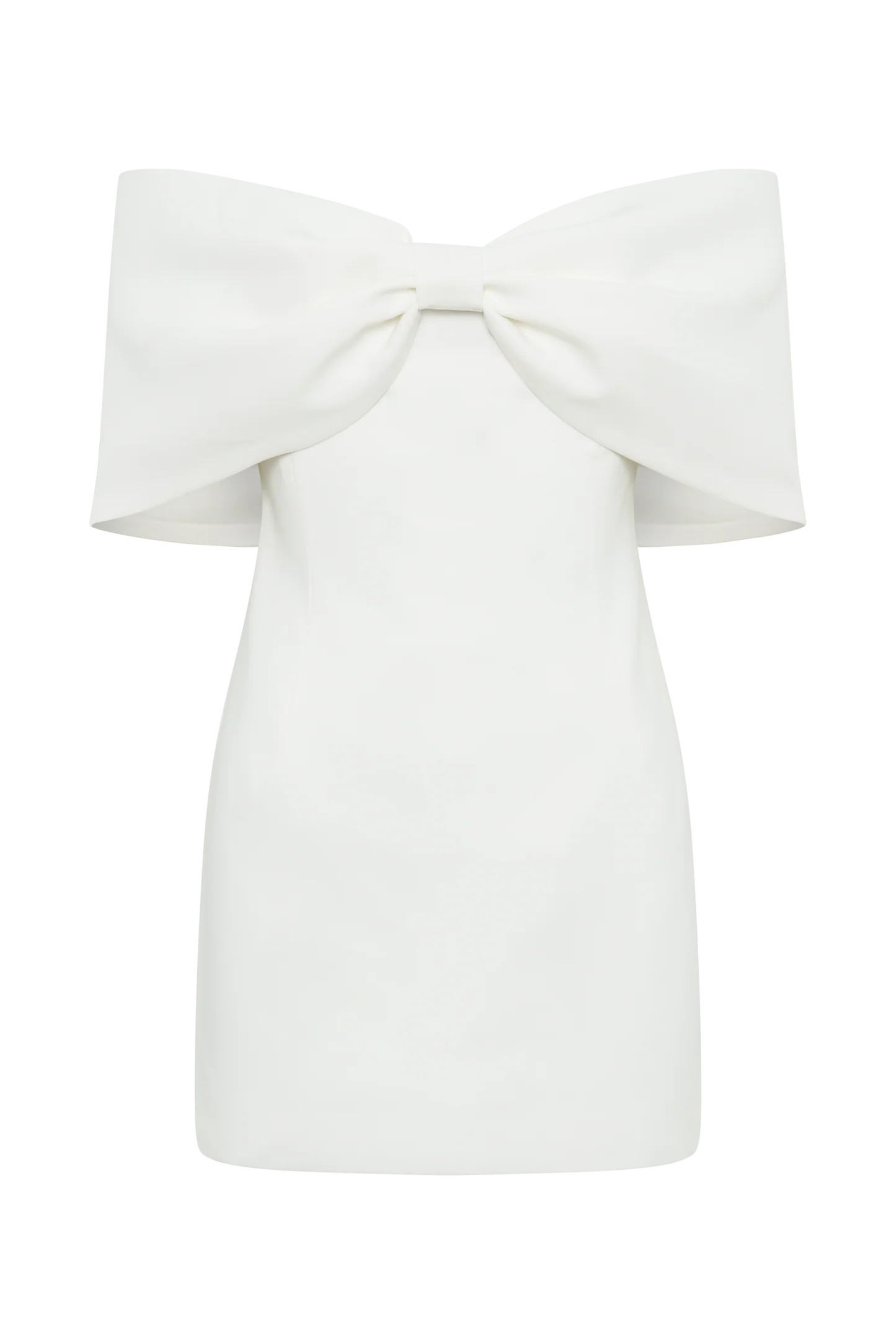 Off Shoulder Bow Mini Dress - White | MESHKI US