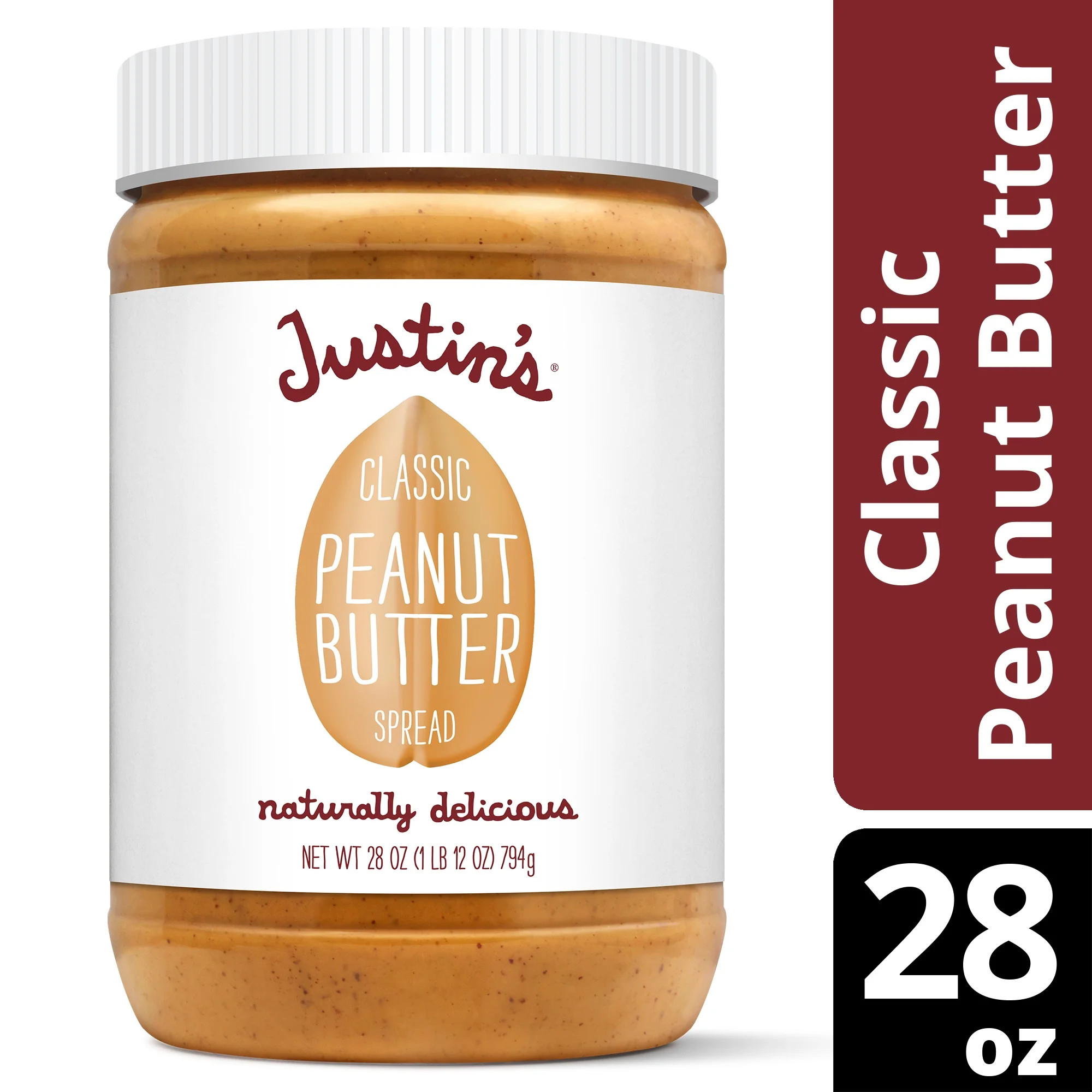 JUSTIN'S Classic No Stir Gluten-Free Peanut Butter Spread, 28 oz Jar | Walmart (US)
