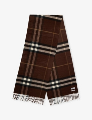 Check-Pattern Cashmere Scarf | Selfridges