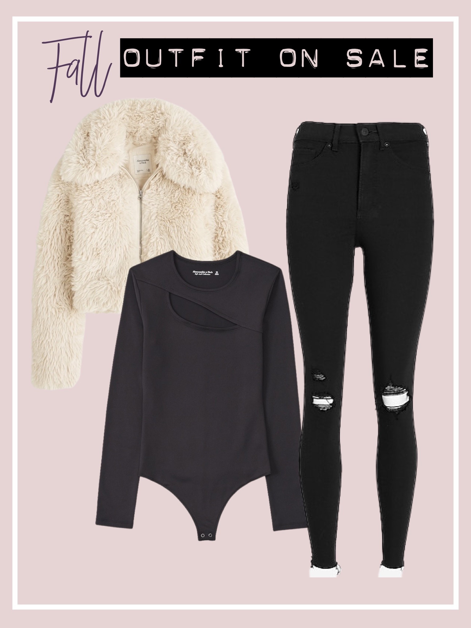 Abercrombie bodysuit and faux fur jacket on sale size Xs and xxs  black jeans on sale 

#LTKunder100 #LTKsalealert #LTKxAF