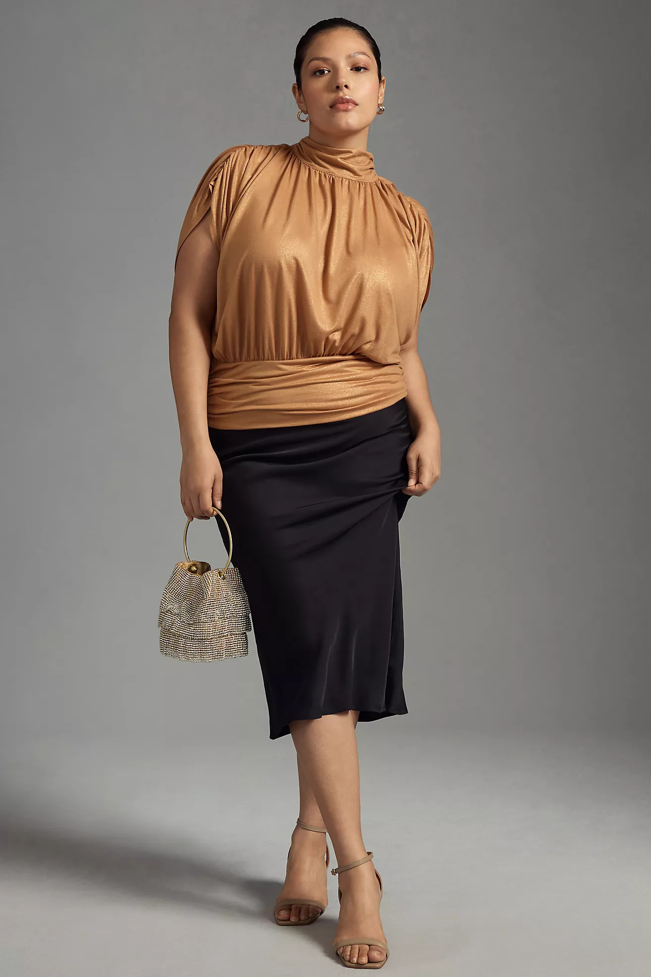 Maeve Ruched Mock-Neck Muscle Tee | Anthropologie (US)