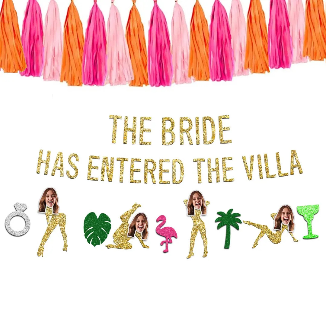 The Bride Has Entered the Villa Banner, Island Bachelorette Party, Tropical Themed Decorations, B... | Etsy (US)