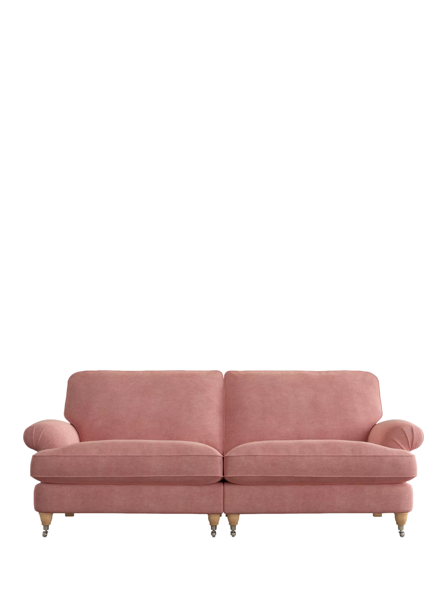 Laura Ashley Beaumaris Grand 4 Seater Sofe, Oak Leg, Bainton Old Rose Pnk | John Lewis (UK)