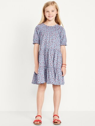 Printed Short-Sleeve Swing Dress for Girls | Old Navy (US)