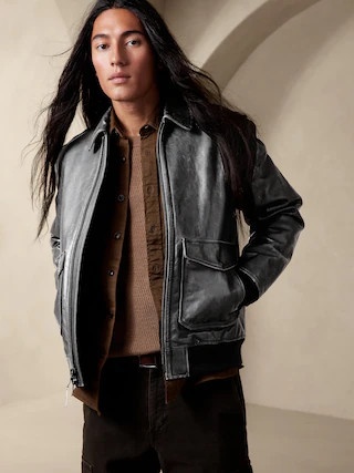 BR ARCHIVES Leather Aviator Jacket | Banana Republic (US)
