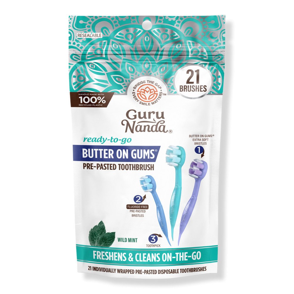 GuruNanda 6-in-1 Ready To Go 2.0 Butter On Gum Disposable Toothbrushes | Ulta