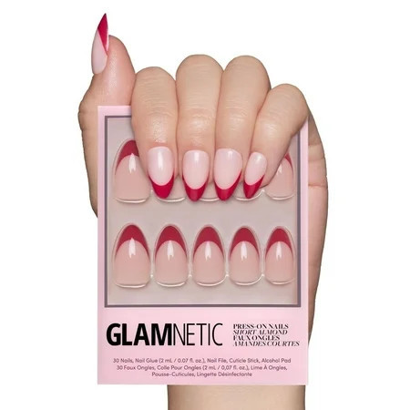 Glamnetic Press-On Nails – Rose Garden | Classic Red French Tip Nails Salon Quality 30 Count | Walmart (US)