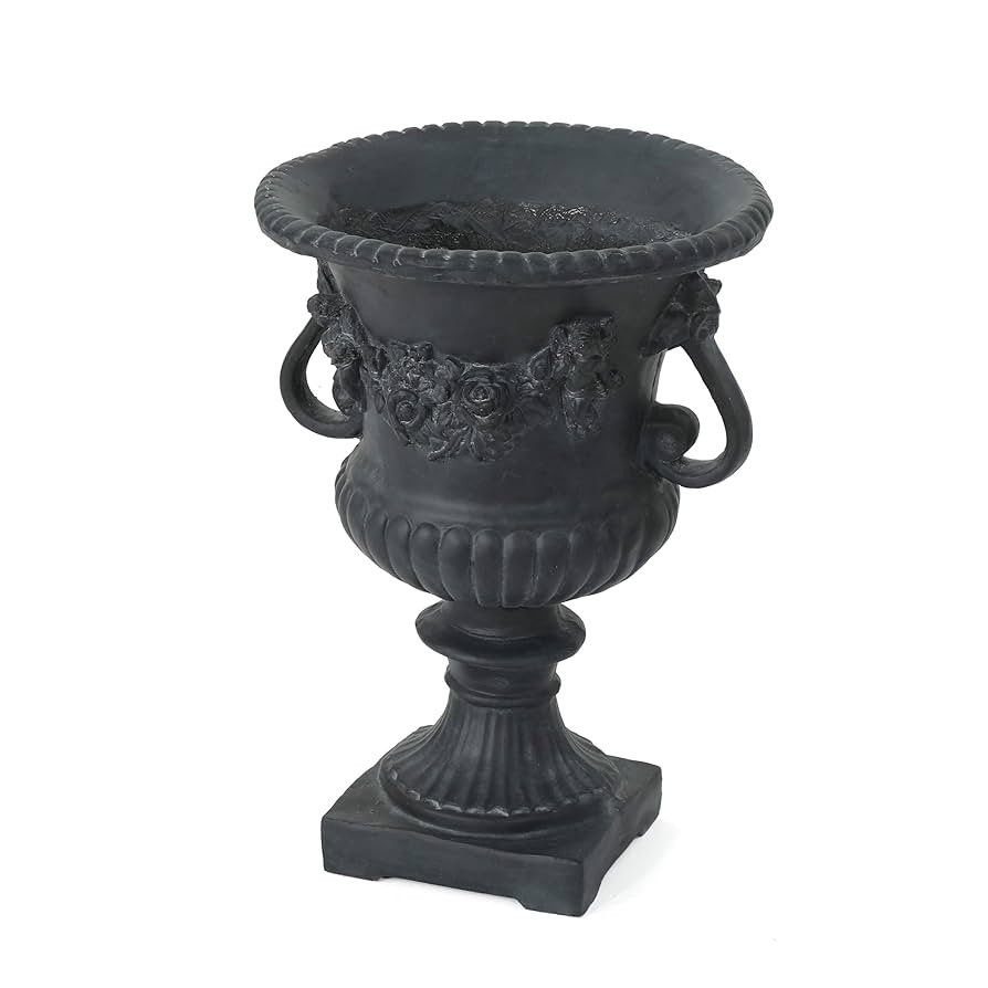 Christopher Knight Home Buena Outdoor 24" Cast Stone Urn, Antique Black | Amazon (US)