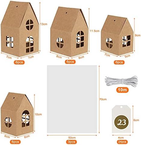 GWHOLE Set of 24 Kraft Paper House Shaped Gift Boxes to Fill Christmas Advent Calendar 2022 with ... | Amazon (US)