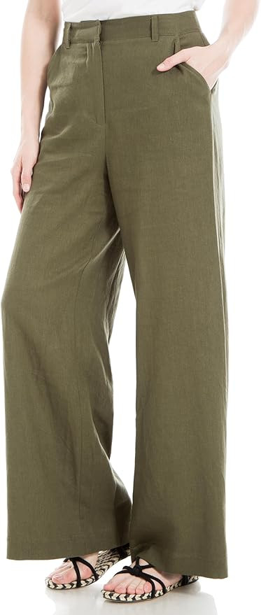 Max Studio Women's Long Flowy Linen Pant, High Waisted, Soft and Comfortable | Amazon (US)