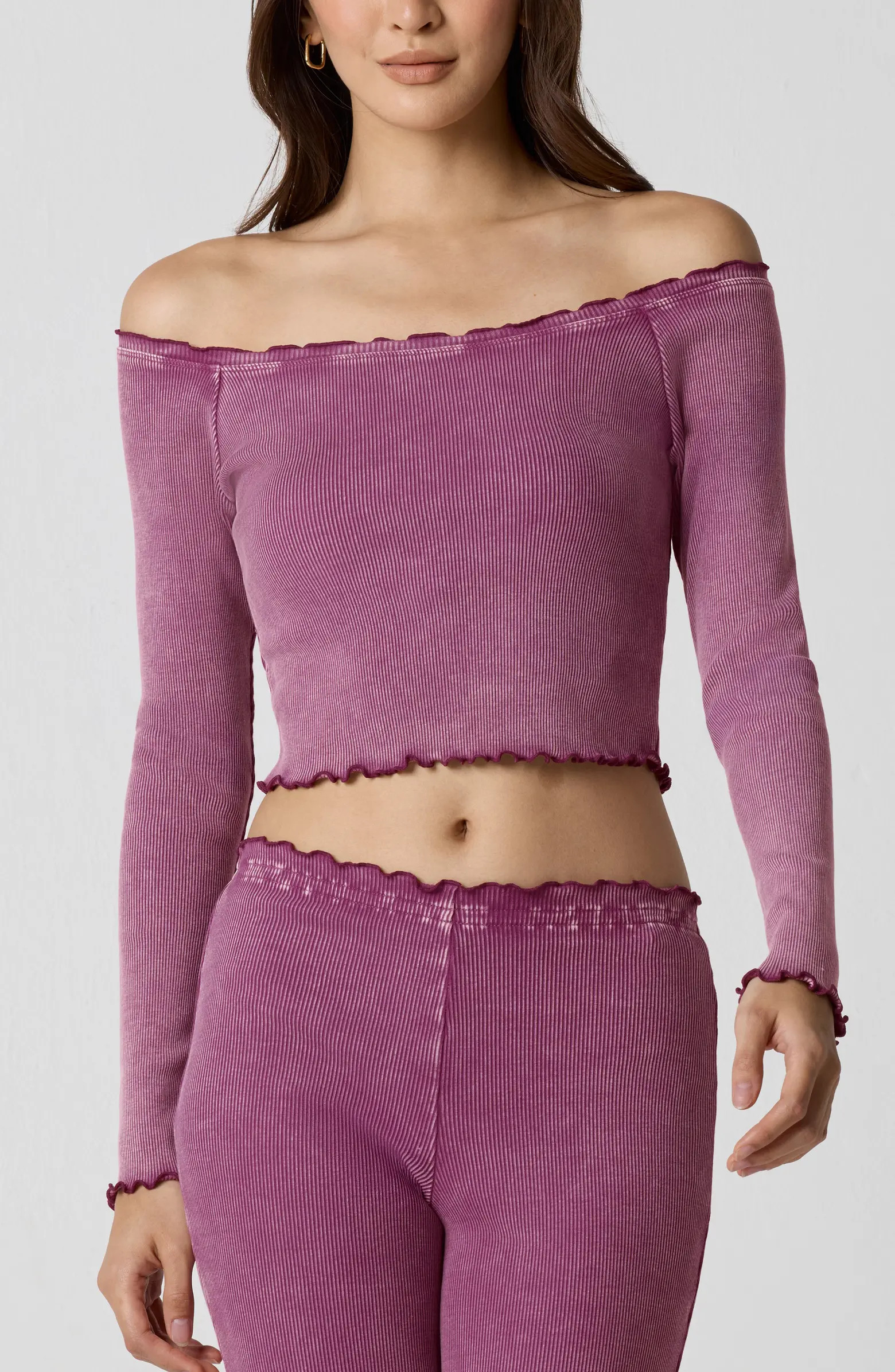 Core Washed Off the Shoulder Rib Top | Nordstrom