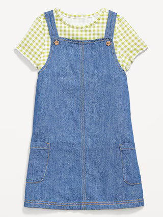Printed Short-Sleeve T-Shirt and Jean Dress Set for Toddler Girls | Old Navy (US)