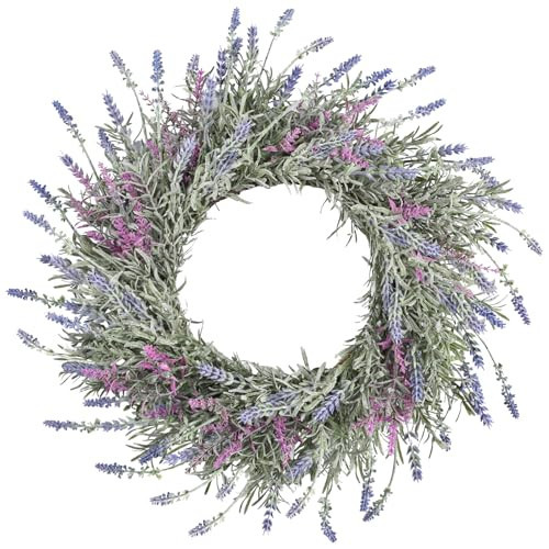 Lavender Wreaths for Front Door Summer Spring Easter Wreaths for Front Door Artificial Farmhouse for Wall Window Party Wedding Porch Room Home Decor(22 Inch) | Amazon (US)