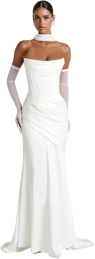 CSZHIWO Satin Long Wedding Dresses for Bride Simple Satin Wedding Gowns Mermaid Country Bride Gow... | Amazon (US)