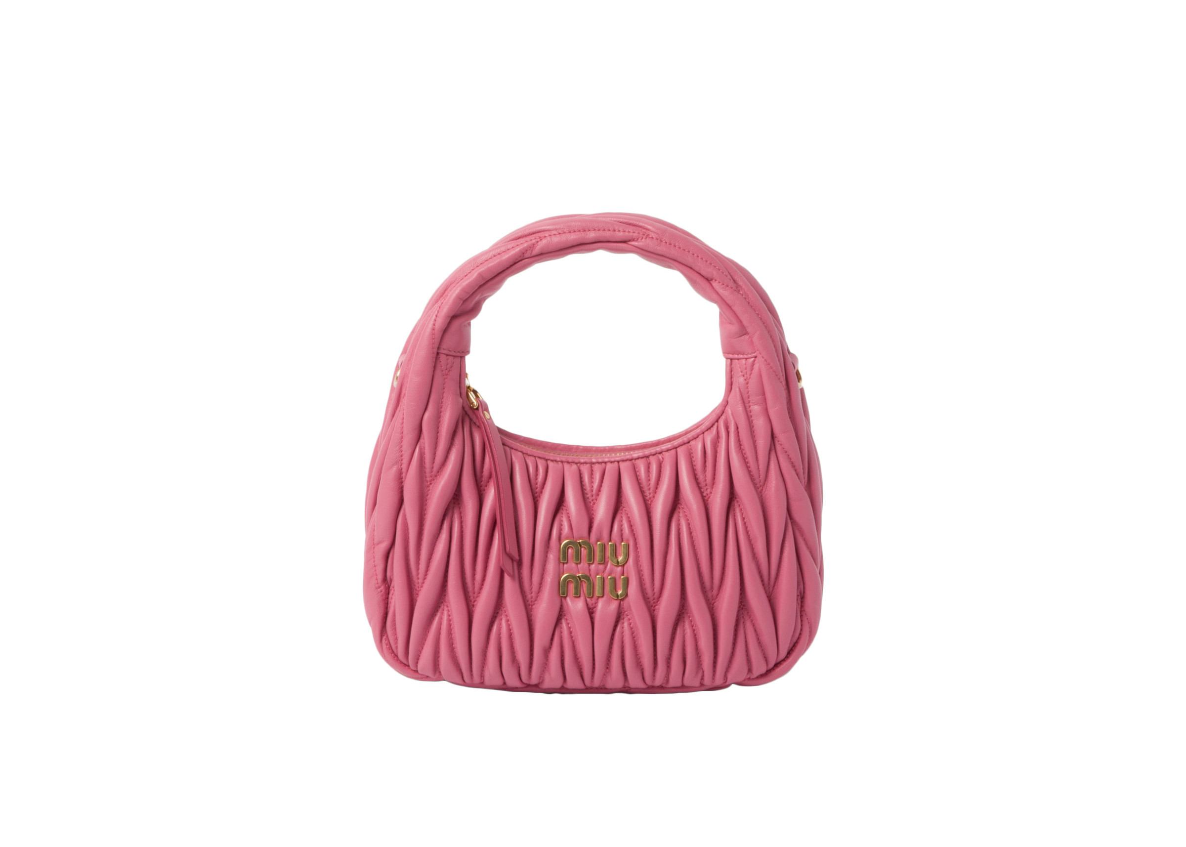 Women's Miu Miu Wander Matelasse Nappa Leather Mini Hobo Bag in Pink | StockX