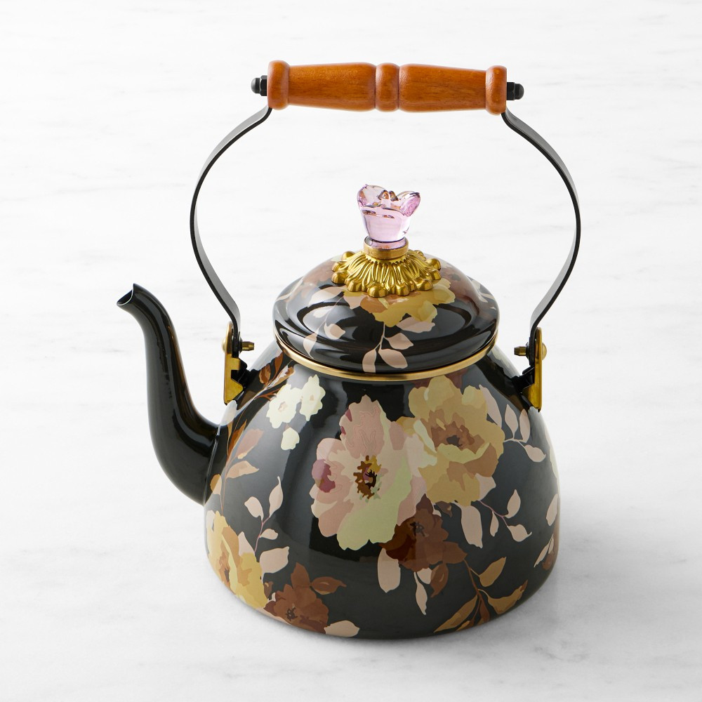 MacKenzie-Childs Mocha Wild Rose Tea Kettle | Williams-Sonoma