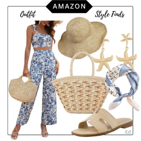 Amazon beachwear 
Dior inspired two piece set 
Beach hat 
Sandals 
Straw Bag 

#LTKSeasonal #LTKStyleTip #LTKFindsUnder50