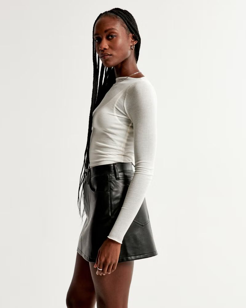 Vegan Leather 5-Pocket Mini Skirt | Abercrombie & Fitch (US)