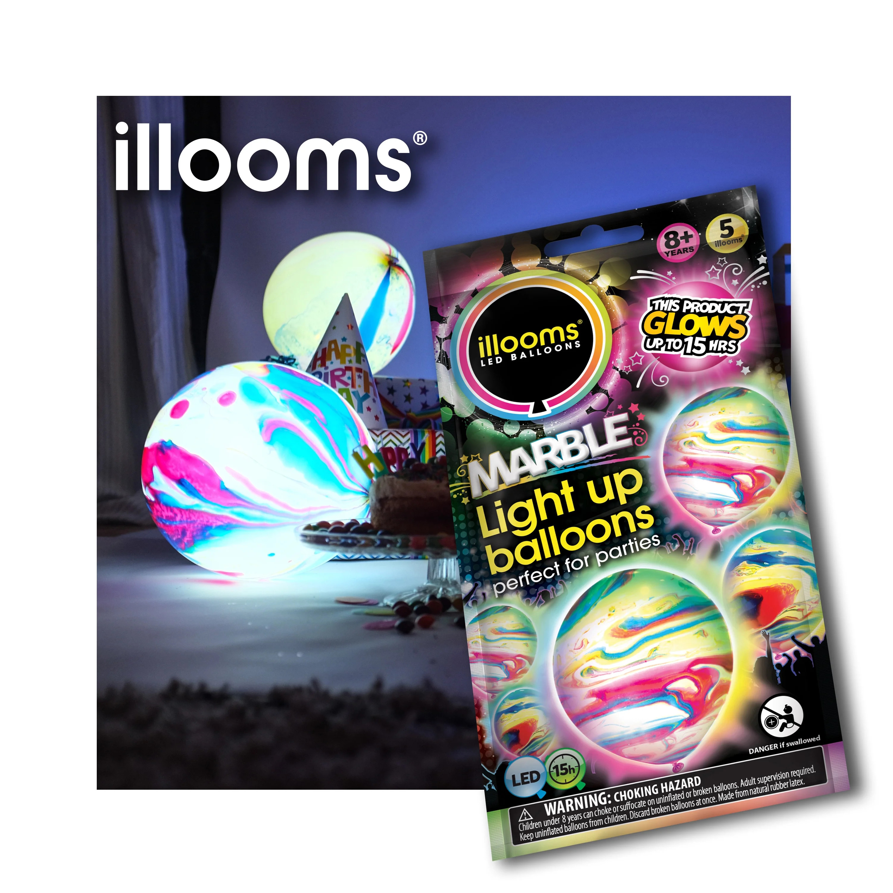 Illoom LED Latex Balloons Marble 5 Pack - Add Fun and Excitement to Your Party with illooms® Mul... | Walmart (US)